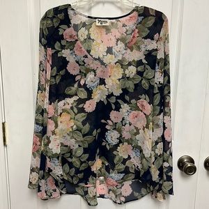 Show Me Your Mumu Ladies Sheer Floral Blouse Bell Sleeves size Small